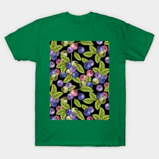 Blueberries On Black T-Shirt